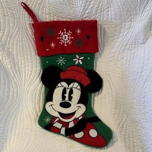Prima Creation Disney Minnie Mouse Christmas Stocking Green Red Cuff Snowflakes